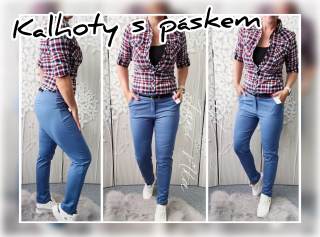Kalhoty s páskem - modré